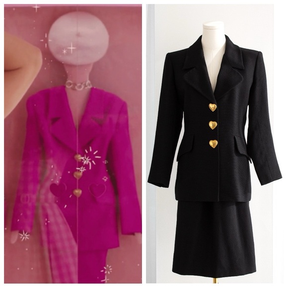Yves Saint Laurent Jackets & Blazers - Yves Saint Laurent Variation Vintage S/S 1995 Black Gold Heart Jacket Skirt Suit